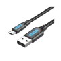 Дата кабель USB 2.0 AM to Micro 5P 1.0m 3A black Vention (COLBF)