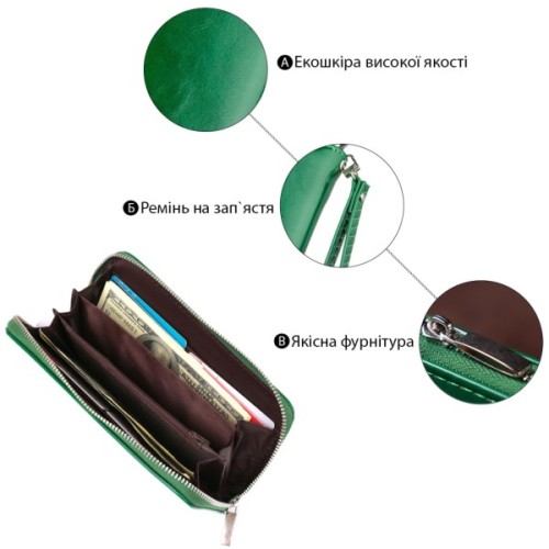 Гаманець Kivi З екошкіри Зелений (19034)