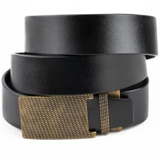 Ремінь Vintage Чоловічий з латунною пряжкою Чорний (20331)