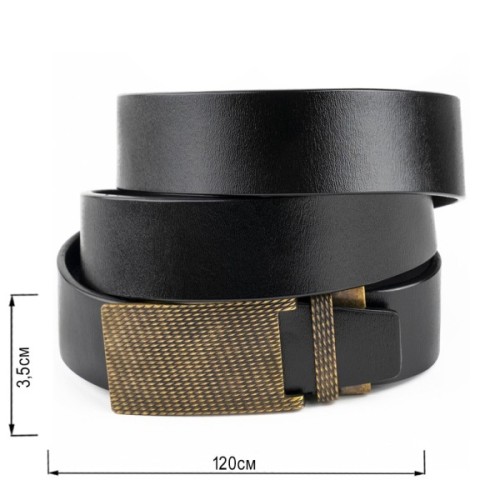 Ремінь Vintage Чоловічий з латунною пряжкою Чорний (20331)