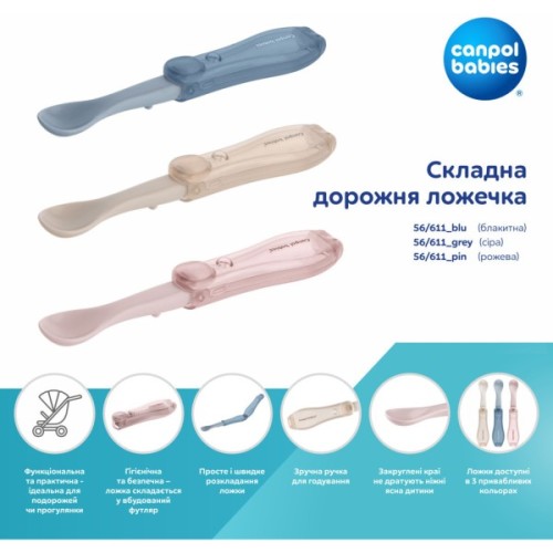 Набір дитячого посуду Canpol babies Kожечка cкладна дорожня - блакитна (56/611_blu)