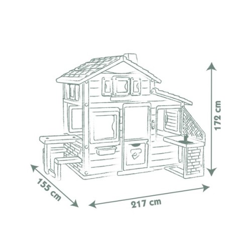 Ігровий будиночок Smoby Life для друзiв з лiтньою кухнею, дверним дзвiнком та столиком, 217х155х172 см (7600810207)