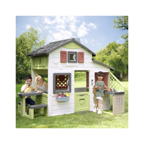 Ігровий будиночок Smoby Life для друзiв з лiтньою кухнею, дверним дзвiнком та столиком, 217х155х172 см (7600810207)