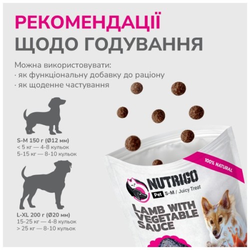 Ласощі для собак LK Baits Pet Nutrigo Treat Lamb з ягням та овочевим соусом (Ø 12 мм) 150 г (7777009)