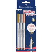 Набір маркерів Faber-Castell тонких для декору Goldfaber Creative Marker Metallic Brush, 3 кольори, В (пензель) (33005)
