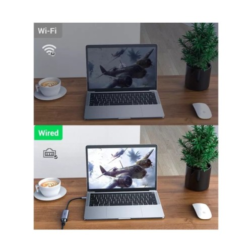 Перехідник USB-C to RJ45 Ethernet 1000Mbps gray Ugreen (40322)