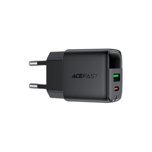Зарядний пристрій Acefast 1xUSB-C + 1xUSB 35W GaN with digital display black (6974316284468)
