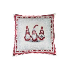 Наволочка Прованс декоративна Snowfall Тріо гномів 45х45 см Сіра з червоним (23808)
