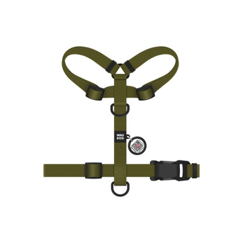Шлея для собак WAUDOG Magnet анатомічна Н-подібна з QR-паспортом, магнітна пряжка-фастекс S хакі (262231)