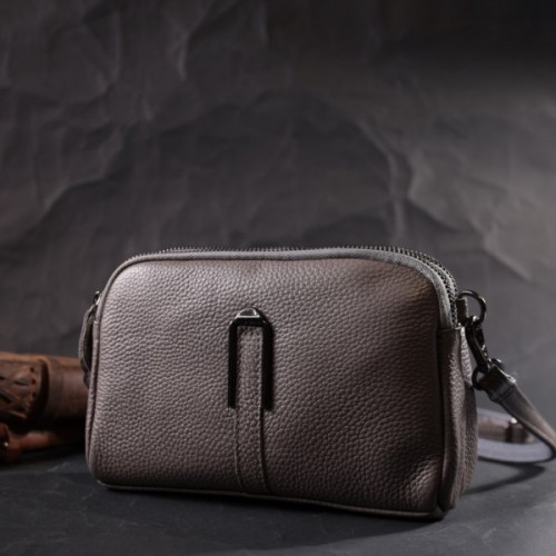 Сумка Vintage З натуральної шкіри Сіра (22278)