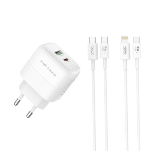 Зарядний пристрій XO 1xUSB QC3.0 + 1xUSB-C PD20W (XO-QC37)