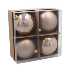 Ялинкова іграшка Chomik пластикові кульки 4 шт, 10 см, шампань (5900779893917_2)