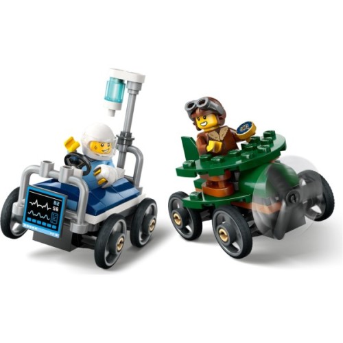 Конструктор LEGO City Літак проти лікарняного ліжка - Набір для перегонів (60459)