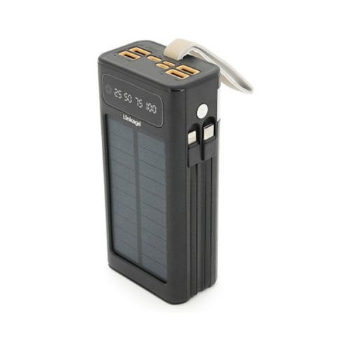 Батарея універсальна Linkage 30000mAh, Solar, 22.5W, cables Туре-С+Lighting, Black (LKP-46)
