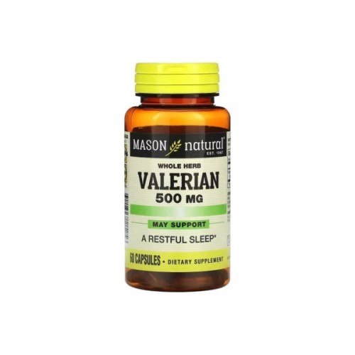 Трави Mason Natural Валеріана, 500 мг, Whole Herb Valerian, 60 капсул (MAV-11525)