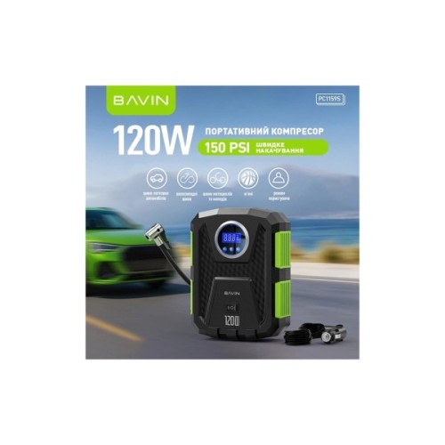 Автомобільний компресор BAVIN 120W 150PSI Black (Z-PC1159S BK)