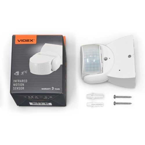Датчик руху Videx 220V 1200W IP65 інфрачервоний білий (VL-SPW15W)