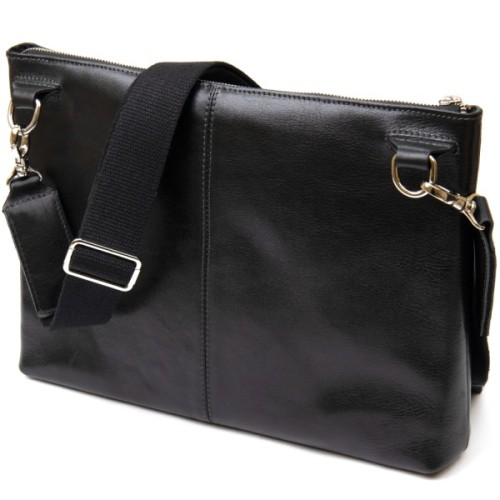 Сумка Grande Pelle Шкіряна чоловіча Чорна (11437)