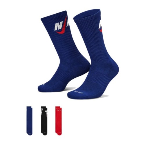 Шкарпетки Nike U NK EVERYDAY PLUS CUSH CREW DH3822-905 34-38 3 пари Чорний/Синій/Червонний (196148147346)