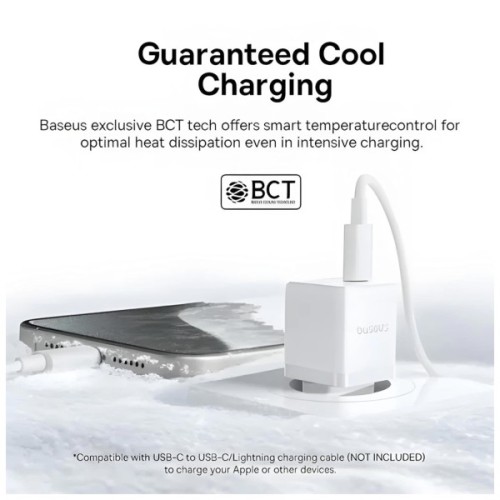 Зарядний пристрій Baseus 1xUSB-C 20W + 1xUSB white + cable USB-C to USB-C 60W 1.0m (P10111608213-01)