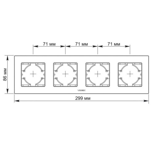Рамка Videx BINERA шоколадный алюминий 4 поста (VF-BNFRA4H-CH)