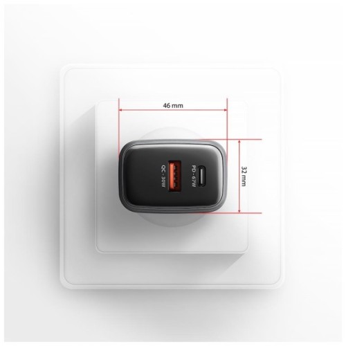 Зарядний пристрій AXAGON 1xUSB-C PD67W + 1xUSB QC4+ PPS gray (ACU-PQ67)