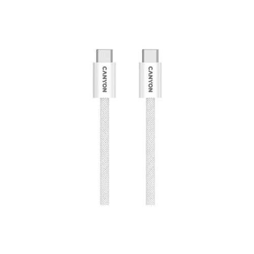 Дата кабель USB-C to USB-C 1.0m 60W Magnet Braided White Canyon (CND-CCMG60AB15W)
