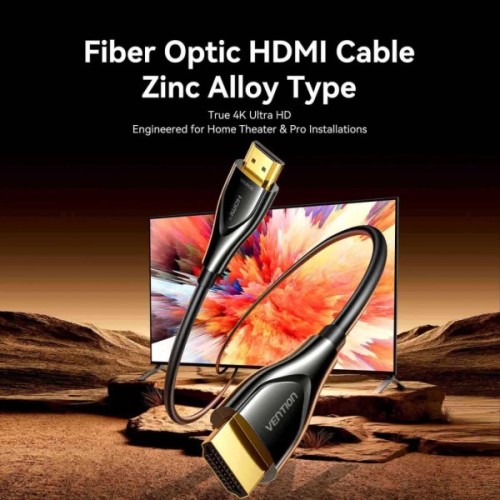 Кабель мультимедійний HDMI M to HDMI M 50.0m 4K60Hz fiber optic black Vention (ALSBX)