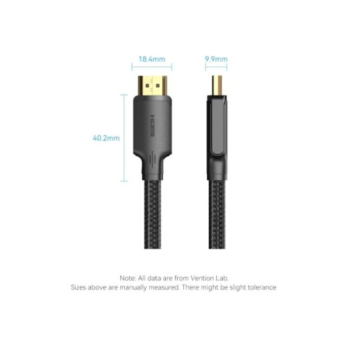 Кабель мультимедійний HDMI M to HDMI M 5.0m 4K60Hz cotton braided black Vention (ALLBJ)
