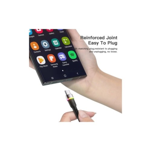 Дата кабель USB 2.0 AM to USB-C 1.0m 3A LED black Essager (EXCT-XCD01)