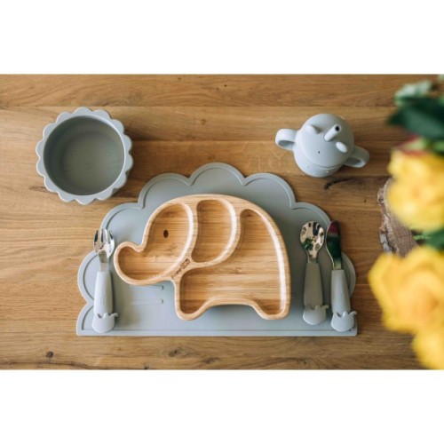 Набір дитячого посуду FreeON Lion силіконовий килимок для годування,, grey (46378)