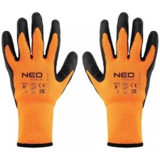 Захисні рукавиці Neo Tools латексне покриття, поліестер, р.8, помаранчево чорні (97-612-8)
