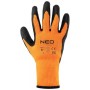 Захисні рукавиці Neo Tools латексне покриття, поліестер, р.8, помаранчево чорні (97-612-8)