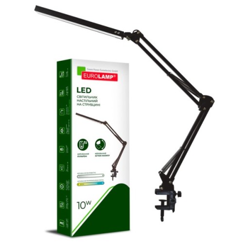 Настільна лампа Eurolamp LED 10W 400Lm 2800-6500K (black) на струбцине (LED-TLS-10W(black))