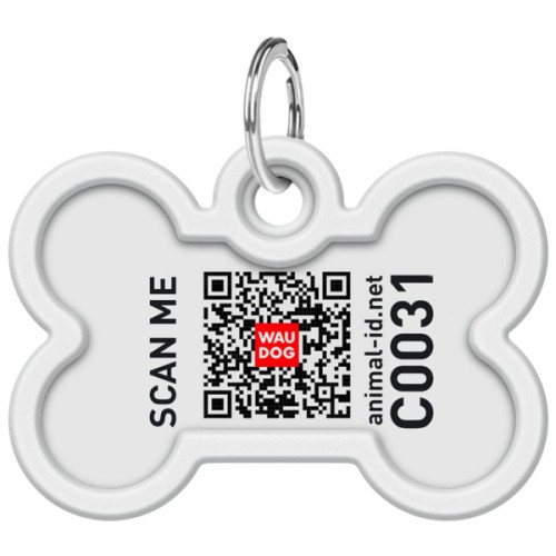 Адресник для тварин WAUDOG Smart ID з QR паспортом "NASA21", кістка 40х28 мм (0640-0148)