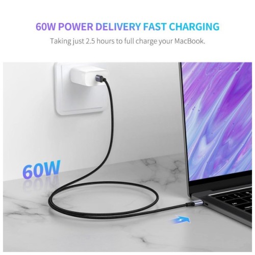 Дата кабель USB-C to USB-C 0.5m 3A 60W US261 black/gray Ugreen (50149)