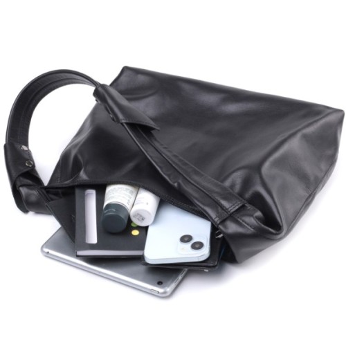 Сумка Shvigel На плече з натуральної шкіри Чорна (22828)