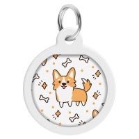 Адресник для тварин WAUDOG Smart ID з QR паспортом "Корги", круг 25 мм (0625-0212)