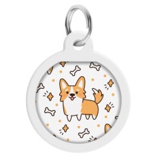 Адресник для тварин WAUDOG Smart ID з QR паспортом "Корги", круг 25 мм (0625-0212)