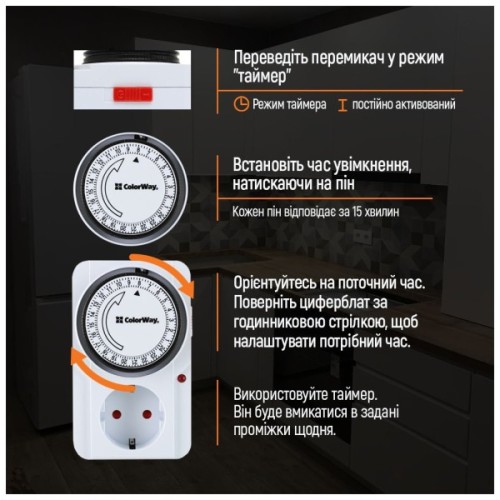 Таймер-розетка ColorWay CW-STM01-24H