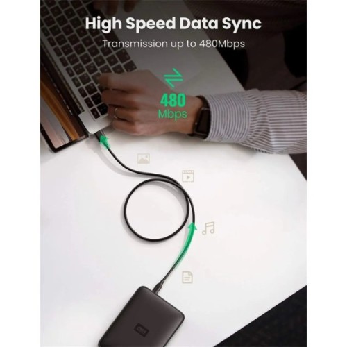 Дата кабель USB 2.0 AM to Mini 5P 3.0m 2A PVC black Ugreen (UGR-10386)