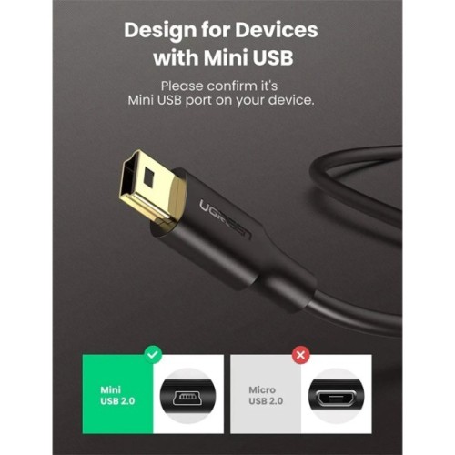 Дата кабель USB 2.0 AM to Mini 5P 3.0m 2A PVC black Ugreen (UGR-10386)