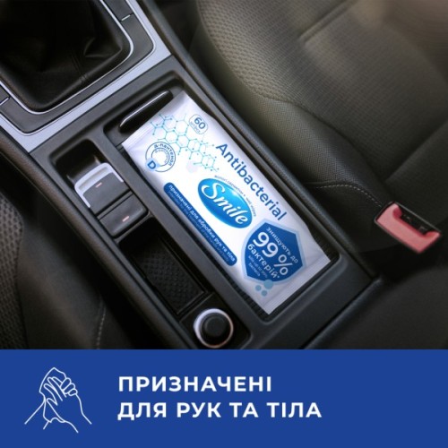 Вологі серветки Smile Antibacterial з Д-пантенолом 60 шт. (4823071621044/4823071656435)