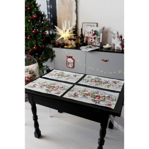 Серветка на стіл Прованс гобеленова з велюром Снігова зима 30х50 см (036440)