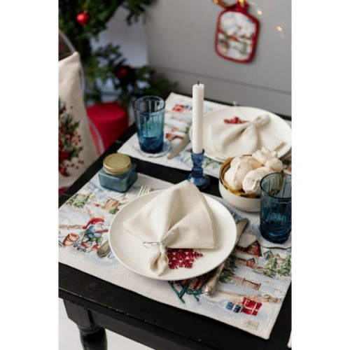 Серветка на стіл Прованс гобеленова з велюром Снігова зима 30х50 см (036440)