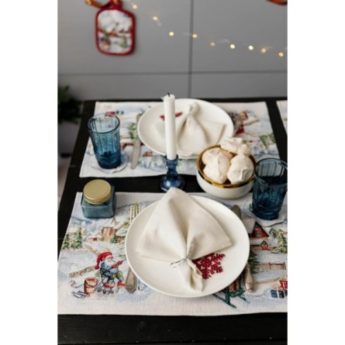 Серветка на стіл Прованс гобеленова з велюром Снігова зима 30х50 см (036440)