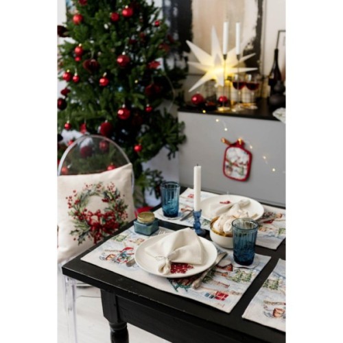 Серветка на стіл Прованс гобеленова з велюром Снігова зима 30х50 см (036440)