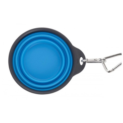 Посуд для собак Dexas Дорожня складна миска Тревел Кап з карабіном велика 480 мл (блакитна) (0084297309176)