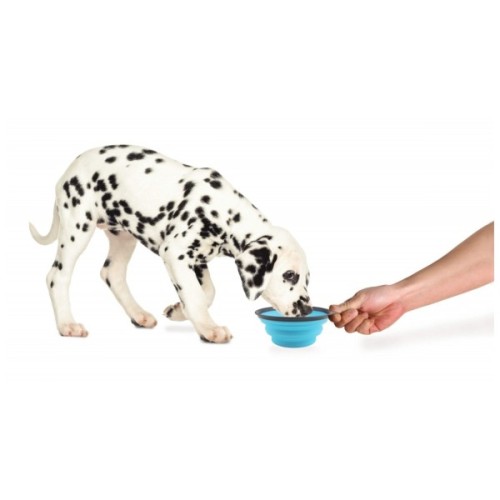 Посуд для собак Dexas Дорожня складна миска Тревел Кап з карабіном велика 480 мл (блакитна) (0084297309176)