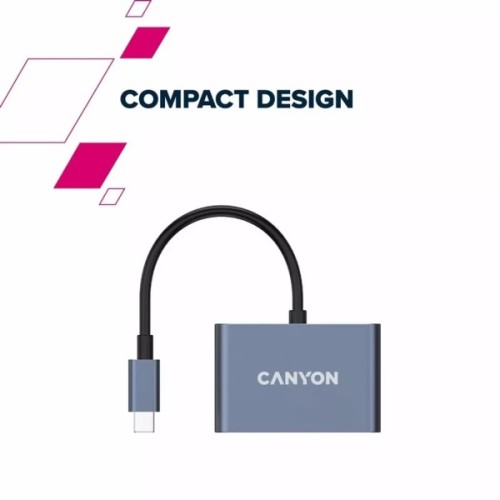 Концентратор Canyon hub DS-4 3in1 USB-C Grey (CNS-TDS4)